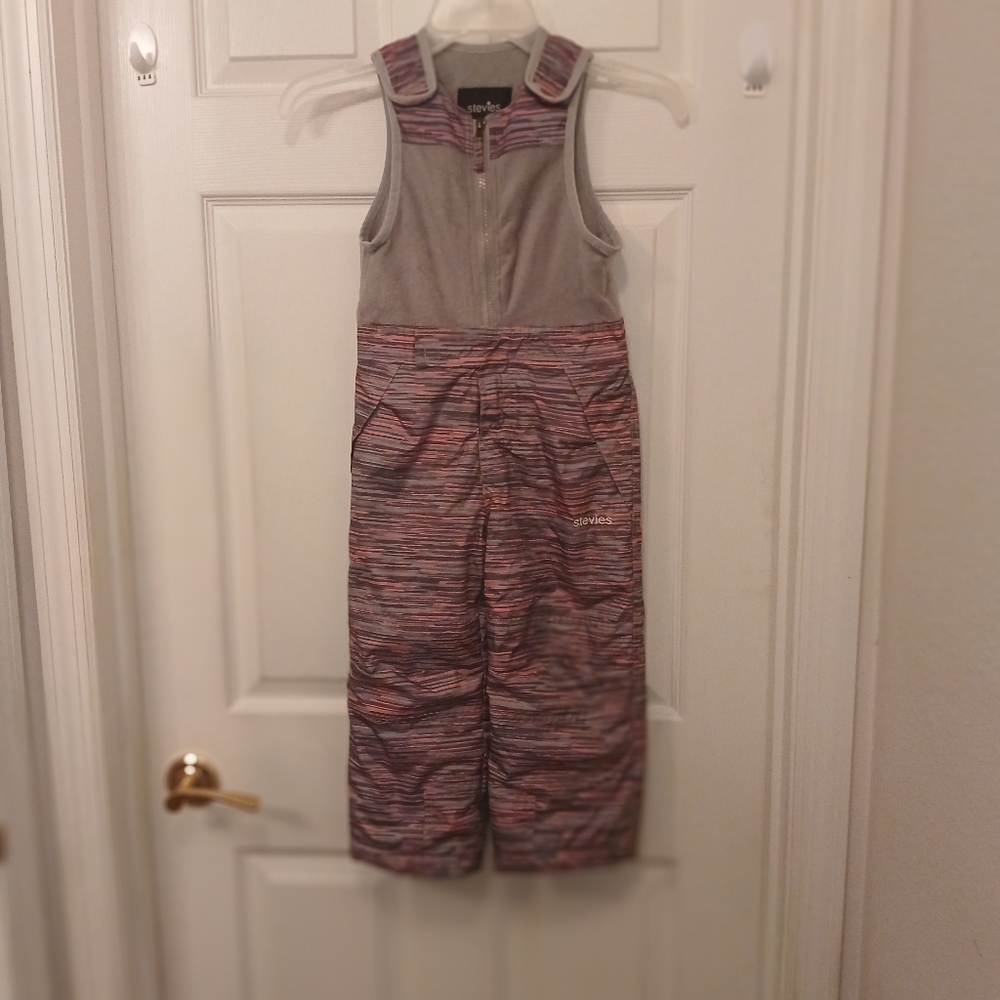 EUC Stevies Snow Ski Overalls Girl's Size 4T Pink Grey Vintage